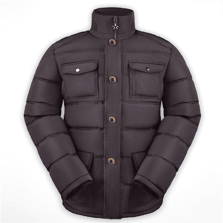 Custom waterproof winter warm brand black polyester cotton goose feather mens coat down jacket