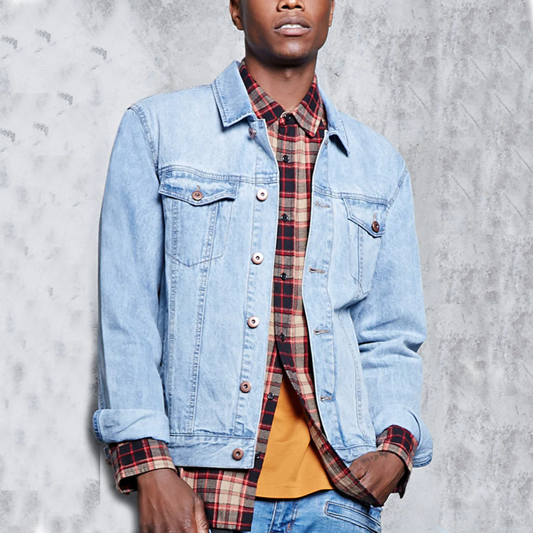 Oversized Vintage Plain Denim Jean Jacket For Men 